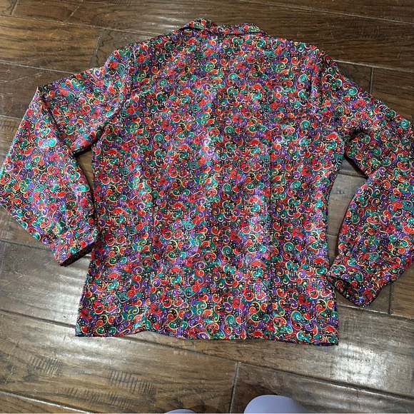 1980s Laura and Jayne Vintage Multicolor Paisley Women's Blouse size 10 - Picture 5 of 7
